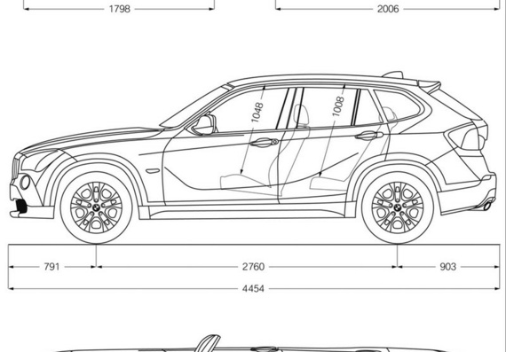 BMW X1 (2009) (BMW X1 (2009)) - drawings of the car